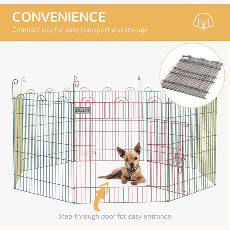 PawHut Pet Playpen Crate, with Eight Panels, Door, for Indoors and Outdoors, 60H x Φ156cm