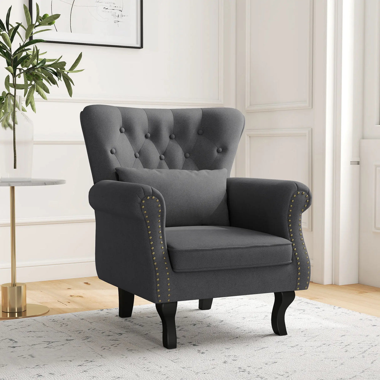 HOMCOM Chesterfield-Style Accent Chair - Grey