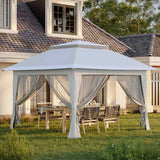 Outsunny 3.6 x 3.6 m Pop up Gazebo with Netting, Height Adjustable Party Tent Instant Canopy Sun Shade Shelter, Grey