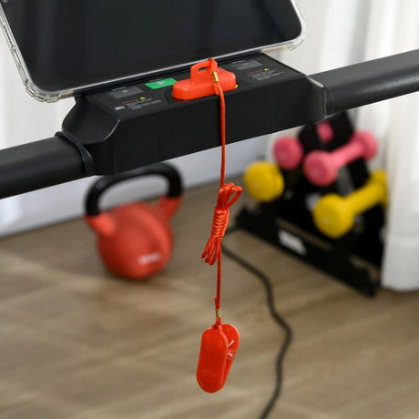 HOMCOM Foldable Walking Treadmill, with LED Display and Wheels, for Home, Office, Fitness Studio, Orange