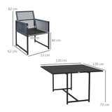 Outsunny Five-Piece Metal Dining Set, with Folding Back Chairs, Dark Grey