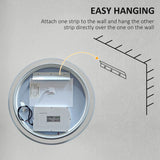 kleankin Round Bathroom Mirror with LED Lights, Wall Mount Dimmable Makeup Mirror with 3 Temperature Colours, Defogging Film and Memory Function, Frameless, Hardwired, 60 x 60 cm