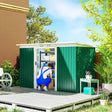 Outsunny 9ft x 4ft Metal Garden Shed, Outdoor Tool House with Foundation Kit, Ventilations and Double Doors, Deep Green