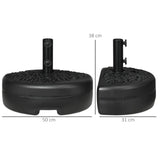 Outsunny Water/Sand Fillable Half Parasol Umbrella Base - Black
