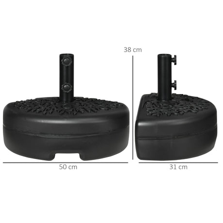 Outsunny Water/Sand Fillable Half Parasol Umbrella Base - Black