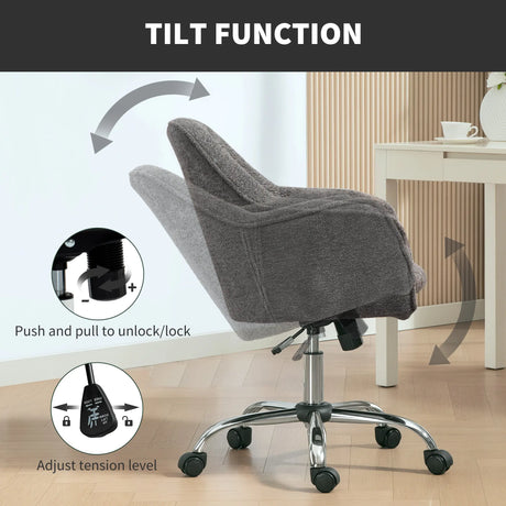 HOMCOM Velvet-Feel Office Chair - Grey
