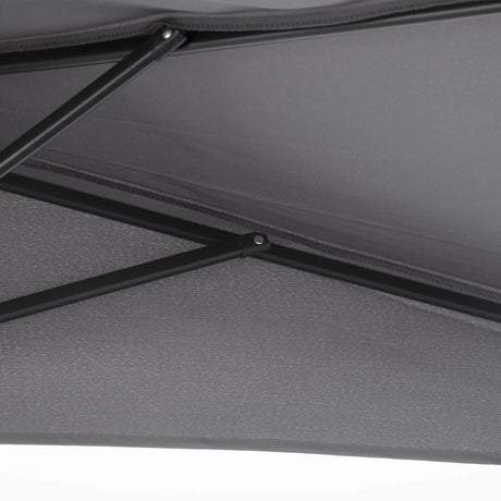 Outsunny 3(m) Half Parasol Semi Round Umbrella Patio Metal Frame Crank Handle for Balcony-- NO BASE INCLUDED, Grey