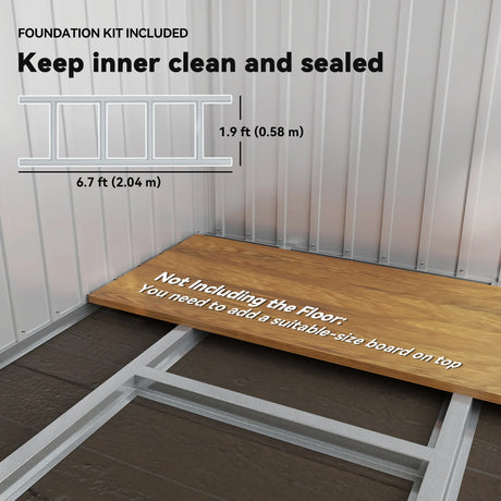 Outsunny 7 x 4ft Galvanised Steel Garden Shed, with Lock and Gloves - Green