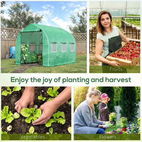 Outsunny Polytunnel Greenhouse with Windows and Door, Walk in Greenhouse for Garden, Backyard (3 x 2 M)