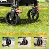 Outsunny Festival Trolley on Wheels, 150L Folding Camping Trolley Cart with Openable Sides, Adjustable Handle and Brakes for Shopping Beach Garden Fishing, Black