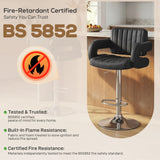 HOMCOM Bar Stools Adjustable Swivel Kitchen Chairs with Backrest Armrest Set of 2 PU Leather Black