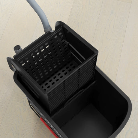 HOMCOM 20L Compact Mop Bucket on Wheels, with Water Separation Panel - Black