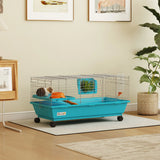 PawHut Small Animal Cage Rabbit Guinea Pigs Chinchillas Cage with Wheels Water Bottle