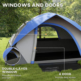 Outsunny Two Man Single Room Dome Tent, with Accessories - Dark Blue/Grey