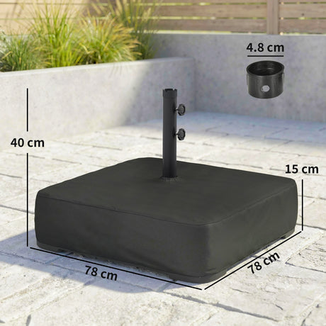 Outsunny Garden Parasol Base 80 kg Sand Filled Heavy Duty Stand for Cantilever Umbrellas and 48 mm Poles Black