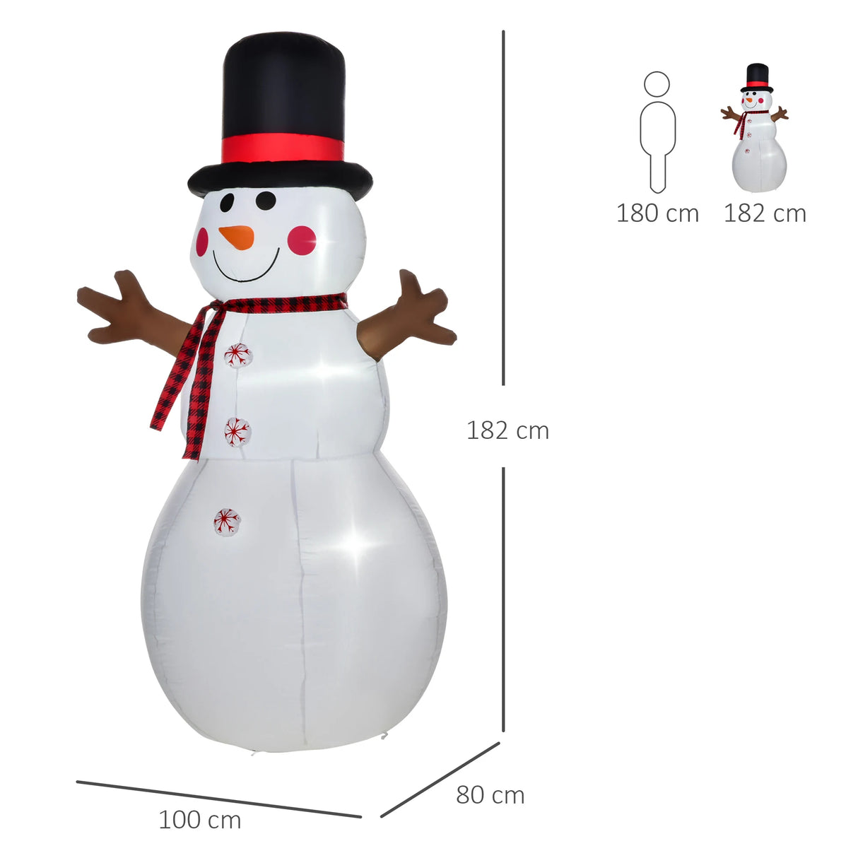 HOMCOM 6ft Giant Inflatable Snowman Christmas Decoration w/ LED Lights Accessories Cute Family Fun Seasonal Outdoor Indoor