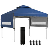 Outsunny 5 x 3m Height Adjustable Pop-Up Gazebo, with Accessories - Blue