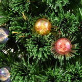 HOMCOM 4FT Prelit Artificial Christmas Tree with Fibre Optics, Baubles Decoration, Golden Pot for Holiday, Home - Green