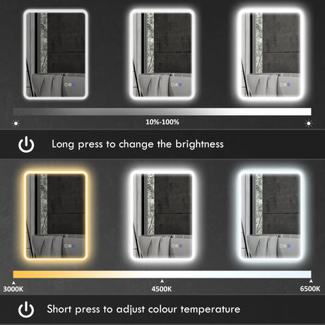 HOMCOM 70 x 50cm LED Bathroom Mirror, with Bluetooth - Silver Tone