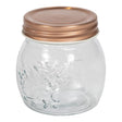 Kitchen Glass Embossed Storage Jar With Copper Screw Lid - Small