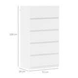 HOMCOM Chest of Drawers, 5-Drawer Storage Cabinets, Modern Dresser, Storage Drawer Unit for Bedroom