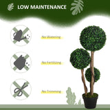 HOMCOM Decorative Artificial Tree Boxwood Ball Topiary Tree in Pot Fake Plant for Home Indoor Outdoor Decor, 90 cm, Dark Green