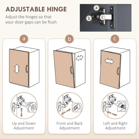 HOMCOM Freestanding Kitchen Cupboard, 4-Door Storage Cabinet with Adjustable Shelves, Modern Kitchen Pantry for Dining Room, 170cm, Grey Wood Effect