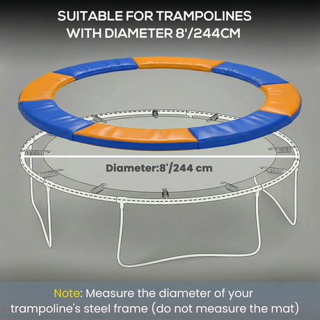 HOMCOM 8FT Trampoline Spring Cover, Plastic Trampoline Pad Replacement Safety Guard, Yellow and Blue