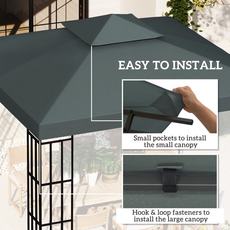 Outsunny Gazebo Roof Replacement, for 3 x 3(m) Frames - Grey