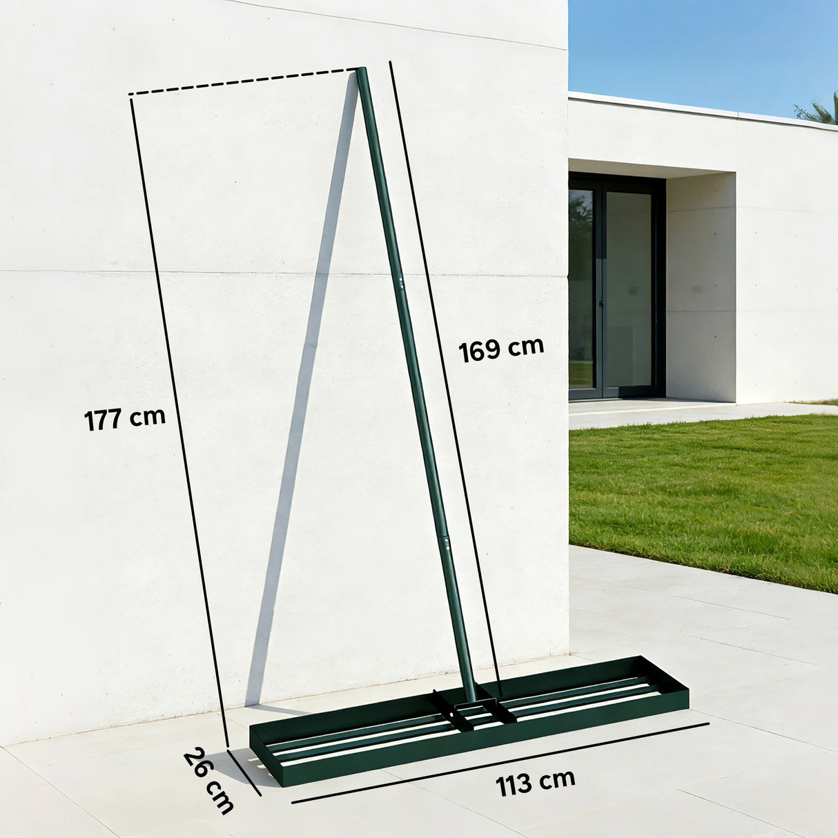 Outsunny Lawn Levelling Rake, 113 x 26 cm Lawn Leveller Lute with 169 cm Handle for Grass Soil Sand Yard Golf Course