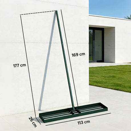 Outsunny Lawn Levelling Rake, 113 x 26 cm Lawn Leveller Lute with 169 cm Handle for Grass Soil Sand Yard Golf Course