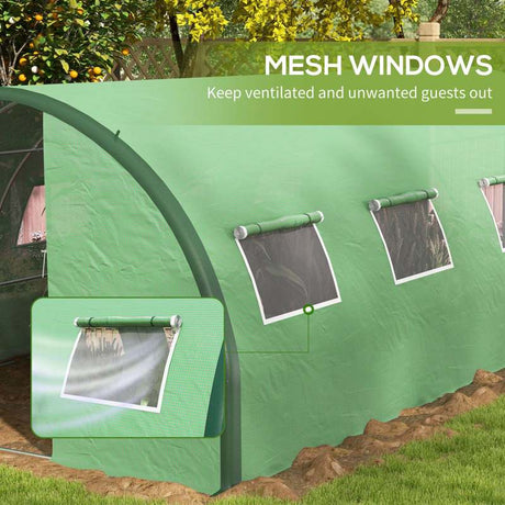 Outsunny Polyethylene Upgraded Structure Walk-in Polytunnel Greenhouse, 6 x 3(m), Green