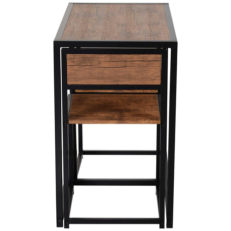 HOMCOM Dining Table and Chairs Set 2, Dining Room Sets, Rectangular Space Saving Table and 2 Chairs for Compact Kitchens, Steel Frame, Natural