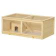 PawHut Wooden Hamster Cage with Sliding Tray, Openable Top, Hut for Syrian Hamsters, Natural Wood