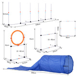 PawHut Dog Agility Equipment Training Set Carry Bag Adjustable (Pole + Hoop + Hurdle+Tunnel + Pause Box)