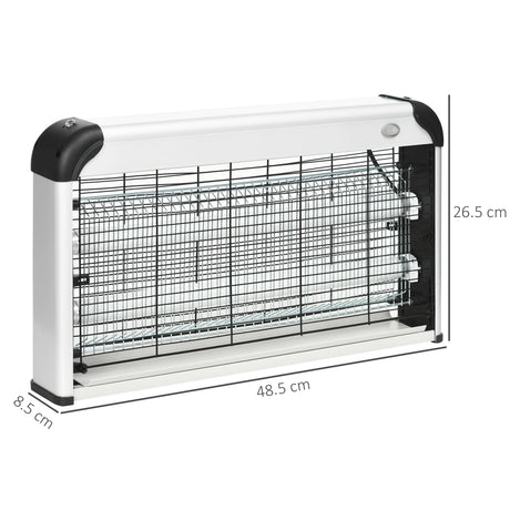 Outsunny 30W Electric Fly Zapper, Bug Zapper with UK Plug, 2 UV Bulbs, Hanging Chain, On/Off Switch and Removable Catch Tray, 60m2 Coverage Insect Mosquito Killer for Indoor and Outdoor Use, Silver
