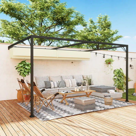 Outsunny 4 x 3 m Pergola, with Sliding Canopy - Cream