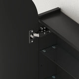 HOMCOM Arched Bathroom Mirror Cabinet with Adjustable Glass Shelves - Black