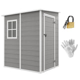 Outsunny 4'x5' Garden Storage Shed, Lean to Shed, Lockable Garden Shed with Window, Vent and Plastic Roof, Grey