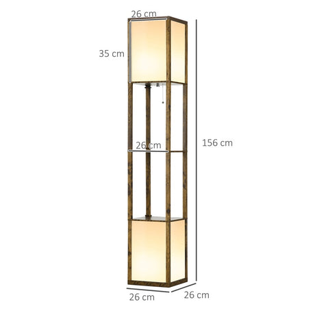 HOMCOM Modern Shelf Floor Lamp with Dual Ambient Light, Standing Lamp Living Room, Bedroom, 156cm, Brown