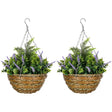 Outsunny Set of Two Artificial Hanging Lisianthus Flower Pots - Purple