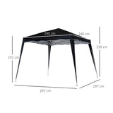 Outsunny 3 M x 3 M Base/ 2.5 M x 2.5 M Top Pop Up Gazebo with Carry Bag, Height Adjustable Slant Leg Party Tent Instant Event Shelter for Garden, Patio, Black