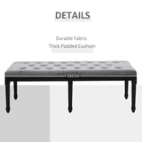 HOMCOM Fabric Bed End Bench Side Chaise Lounge Sofa Velvet Upholstered Tufted Accent Window Seat for Bedroom, Living Room, Hallway, Grey