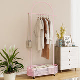 Kid Home Freestanding Clothes Rack on Wheels with 3 Adjustable Heights-Pink