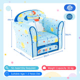 Kids Armchair with Soft Cushion and Cute Pattern-Navy