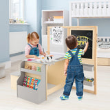 Kids Art Center Wooden Table Bench Set-Gray