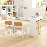 Kids Art Table and Chairs Set with 2 Chairs and Paper Roll-Natural