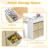 Kids Art Table and Chairs Set with 2 Chairs and Paper Roll-Natural
