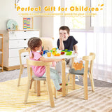 Children&#39;s Table Wooden Table with 4 Children&#39;s Chairs Children&#39;s Table and Chair Set with Backrest Colorful