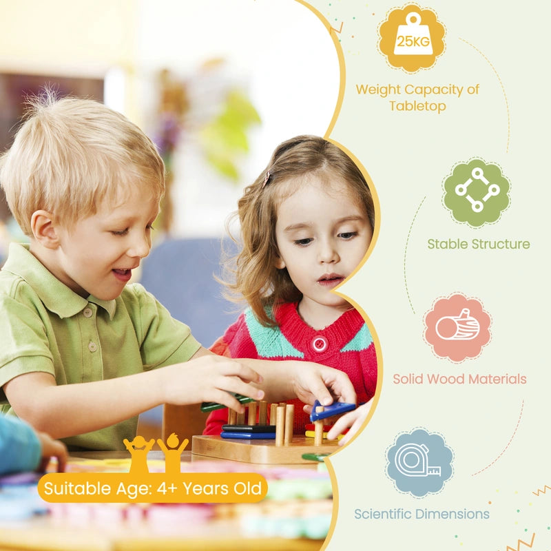 Children&#39;s Table Wooden Table with 4 Children&#39;s Chairs Children&#39;s Table and Chair Set with Backrest Colorful